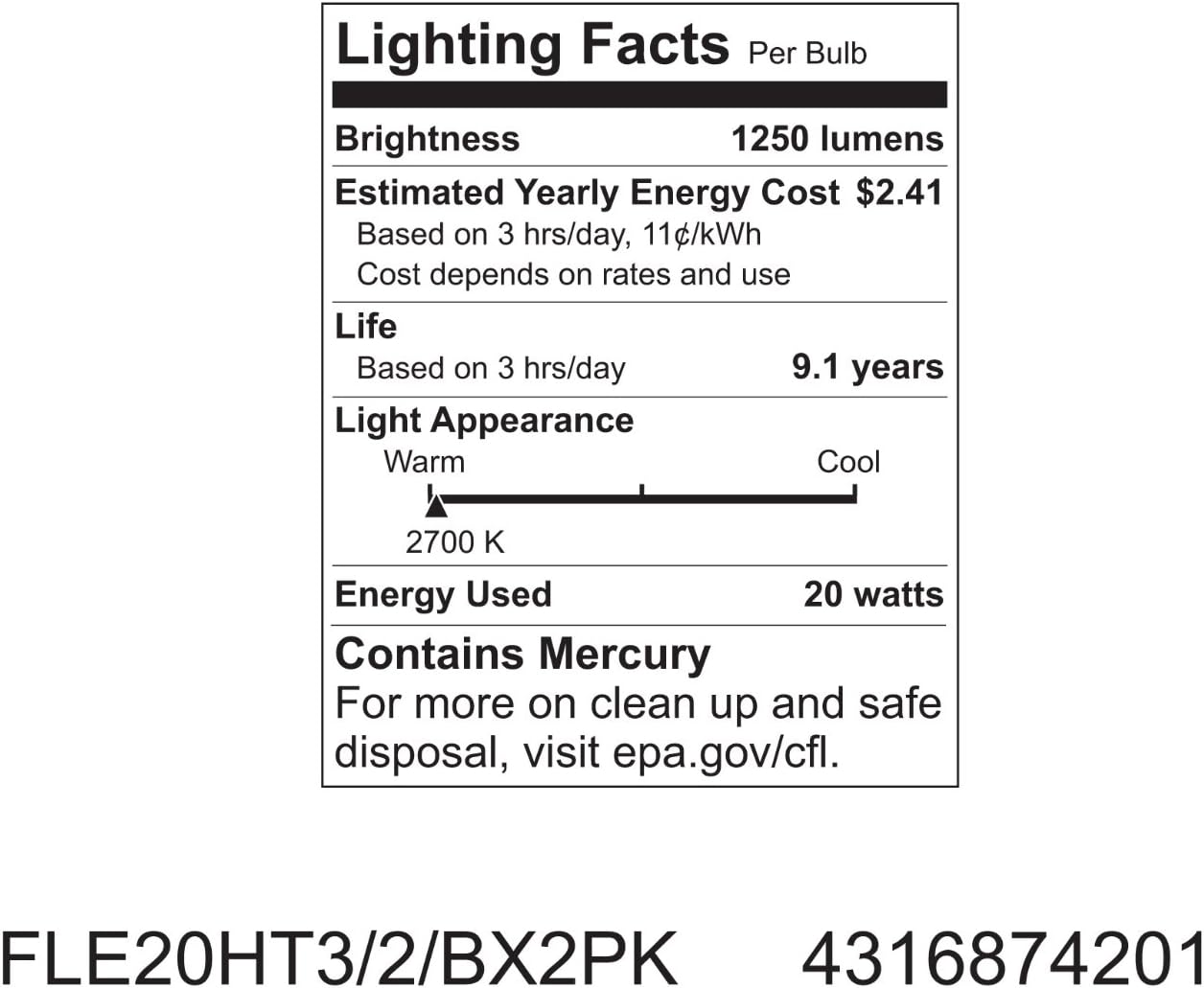 GE 74201 20W CFL Bulb 75W Equivalent 2-Pack