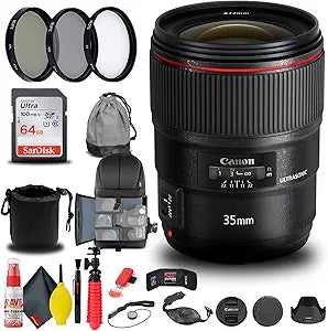 Canon EF 35mm f/1.4L II USM Lens Bundle (Renewed)