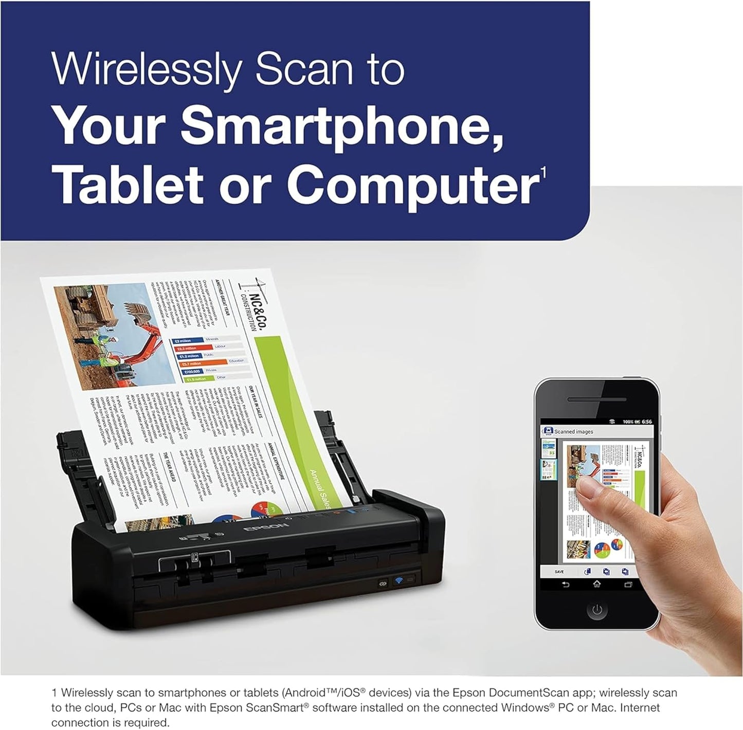 Epson ES-300W Wireless Portable Document Scanner