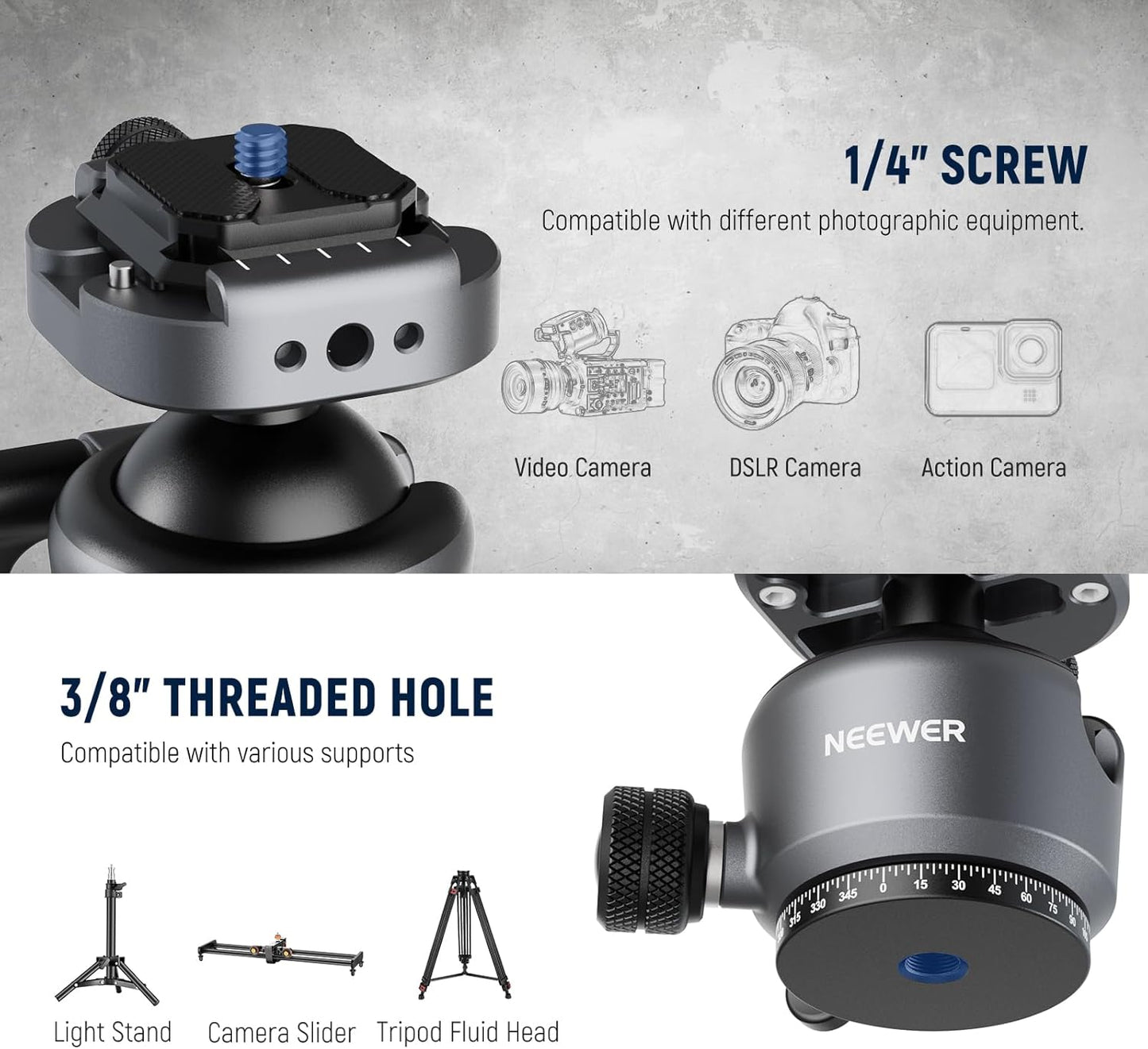 Neewer 10104308 GM41 Low Profile Ball Head