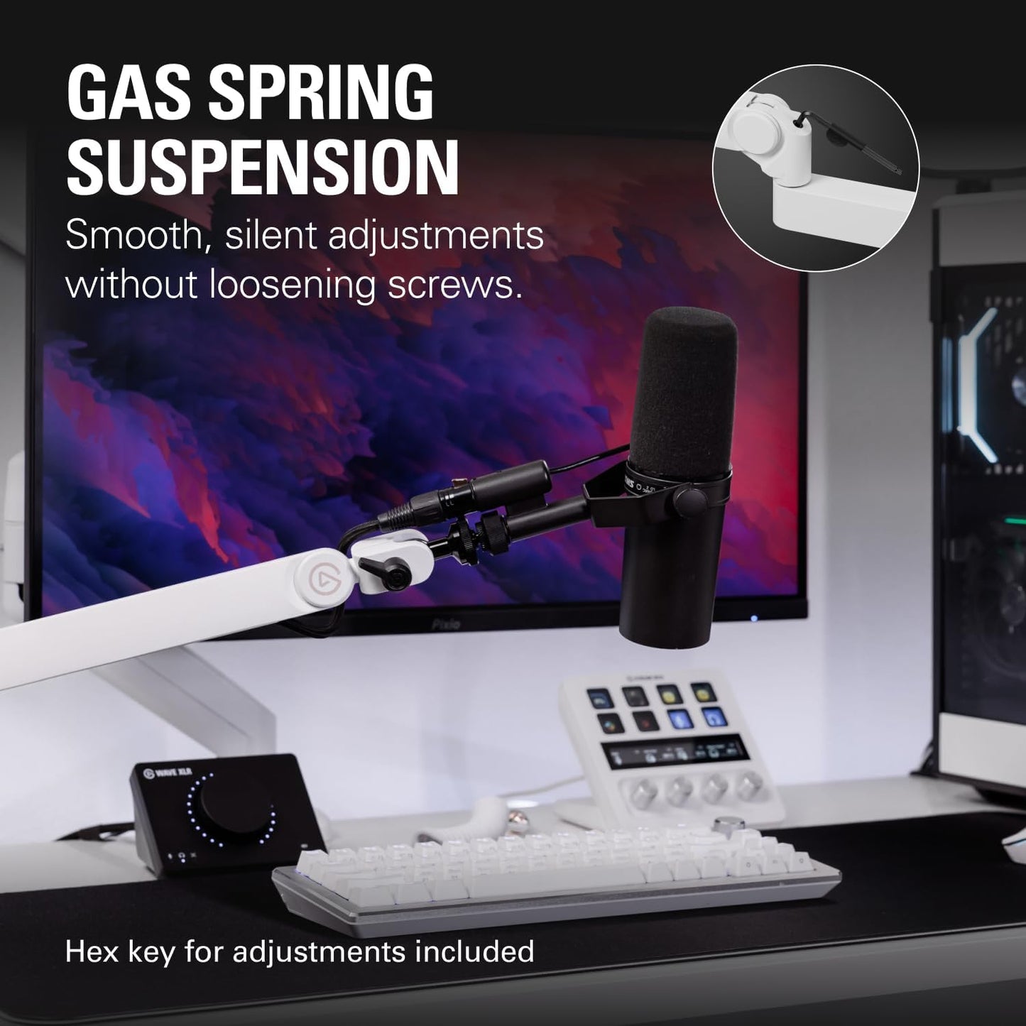 Elgato 20AAT9911 Wave Mic Arm Pro White Low Profile