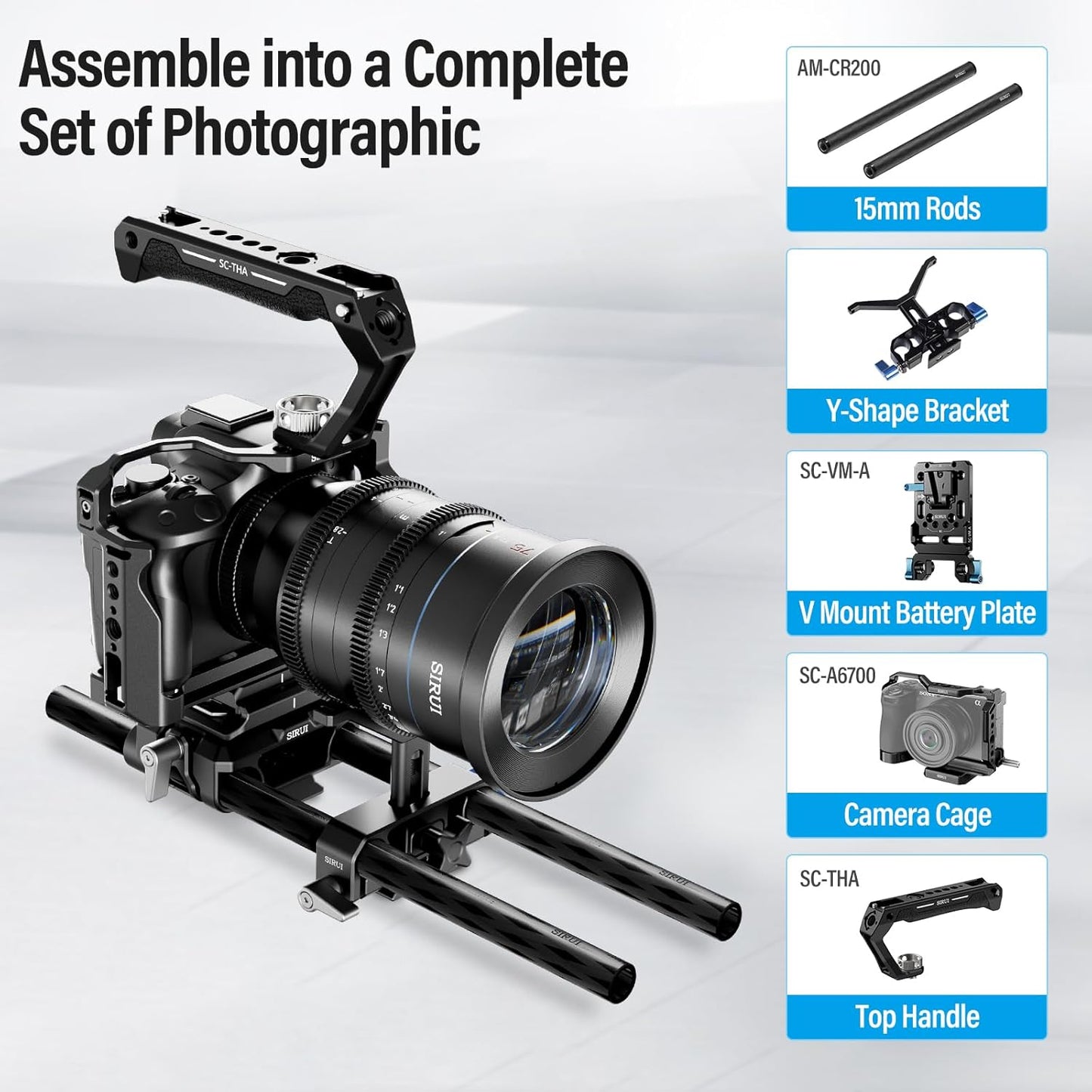 Sirui AM-QA-LR 15mm Rail System with QR Plate