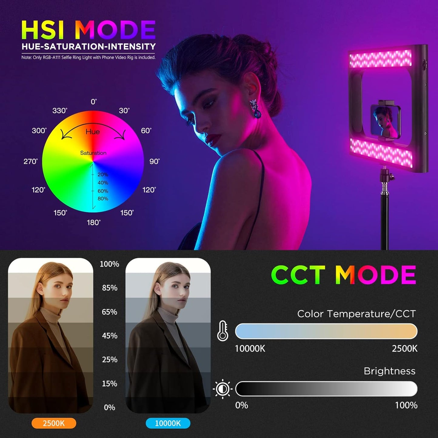 Neewer 10100582 RGB LED Ring Light Selfie - Video Stabilizer