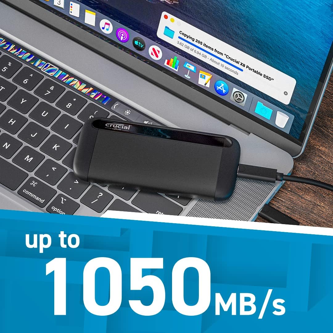 Crucial CT4000X8SSD9 4TB Portable SSD: USB 3.2, Up to 1050MB/s