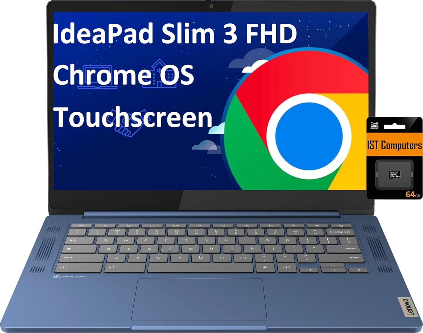 Lenovo IdeaPad Slim 3 Chromebook, 14" FHD Touchscreen Laptop