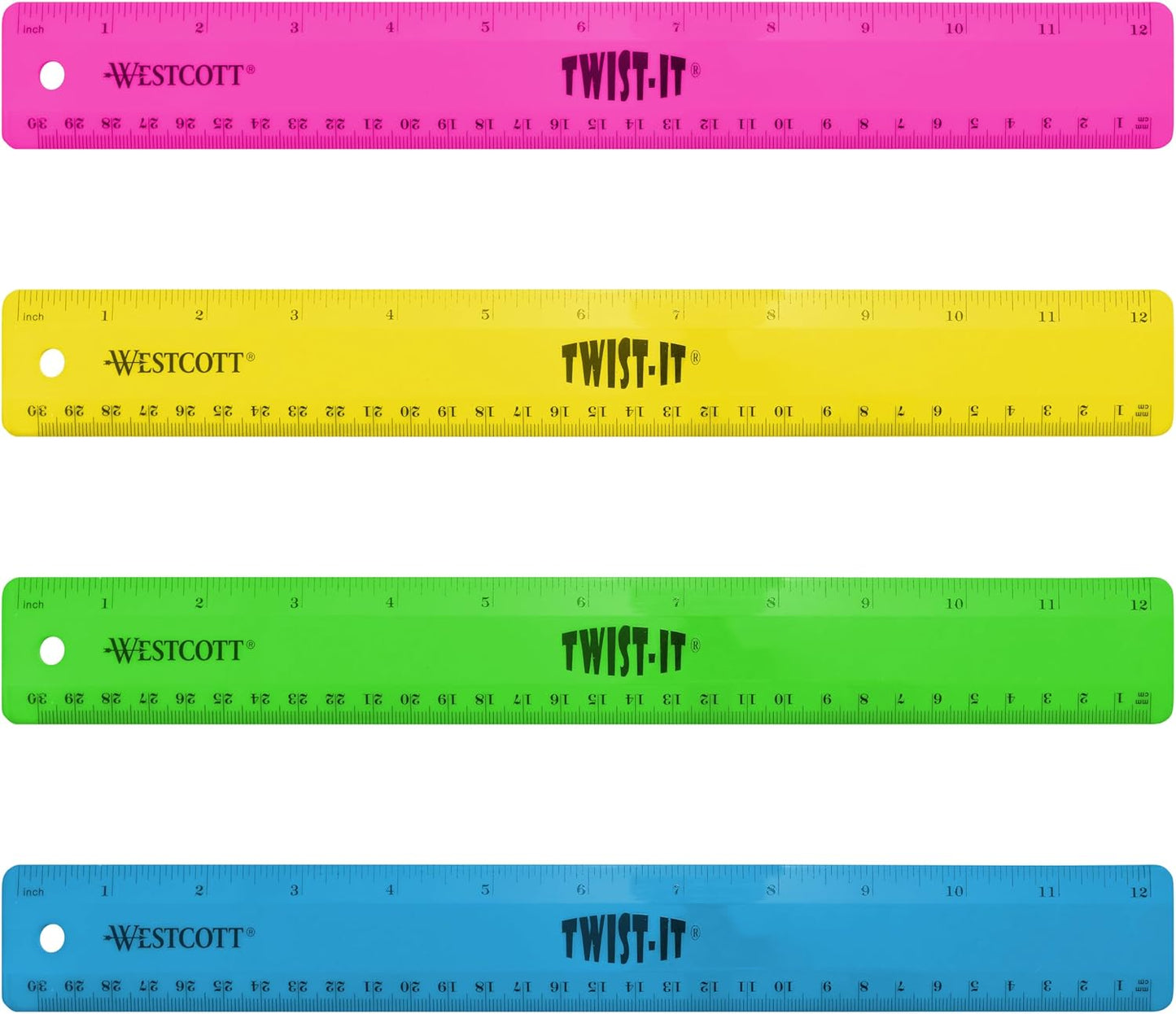 Westcott 16292 12" Twist It Flexible Ruler - Assorted Colors