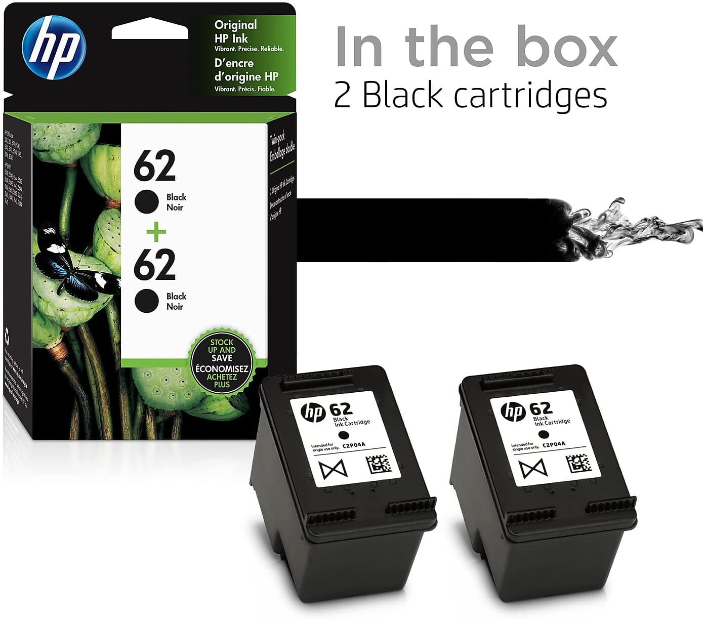 HP T0A52AN#140 62 Black Ink Cartridge 2-Pack