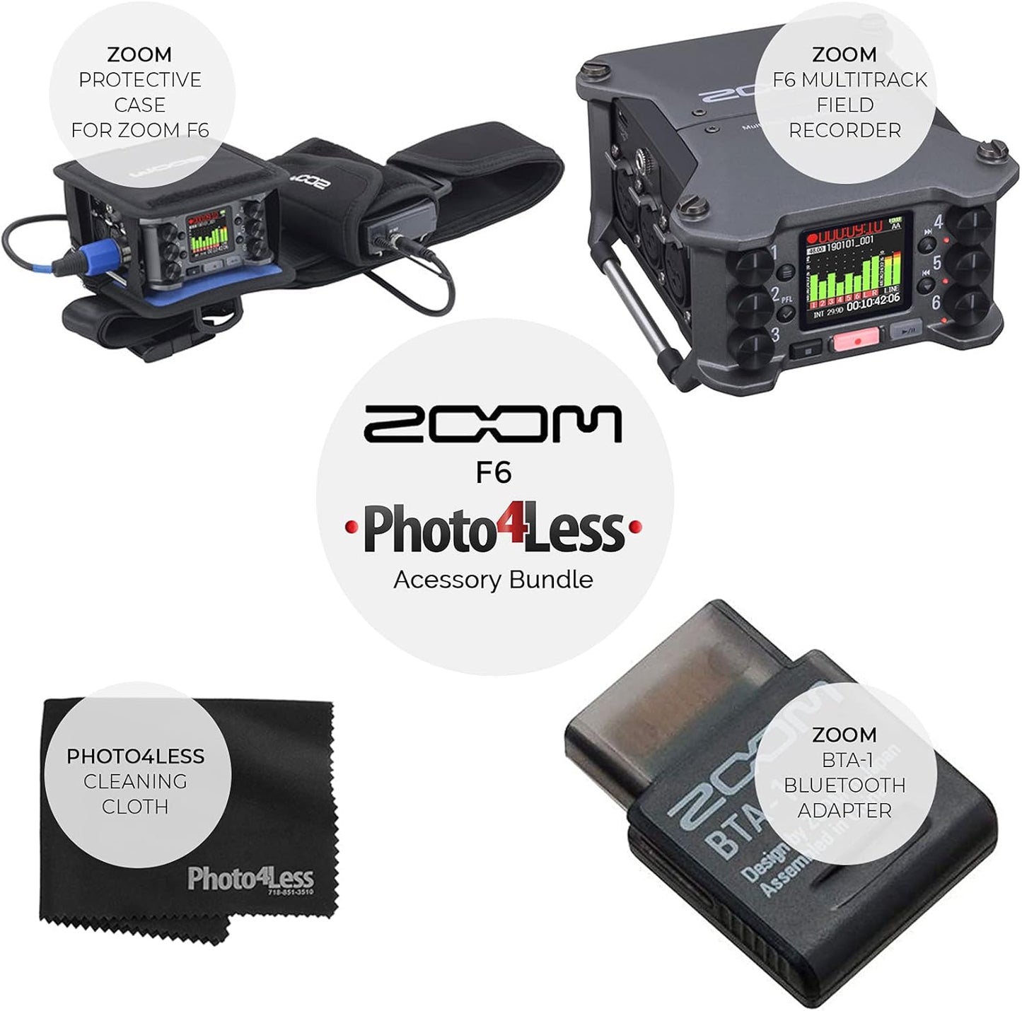 Zoom ZF6 6-Input 14-Track Field Recorder Bundle
