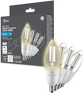 GE CLEDBC6LDGF-4T CYNC Smart LED Candle Bulb 4-Pack