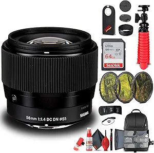 Sigma 351963 56mm f/1.4 Micro Four Thirds Lens Bundle