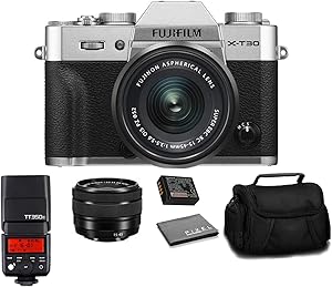 Fujifilm XT30 Mirrorless Camera 15-45mm Lens Flash Bundle