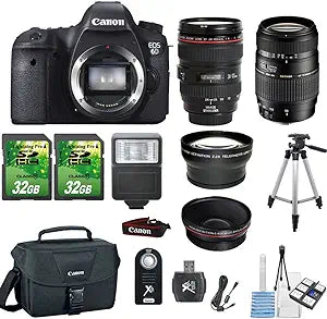 Canon EOS 6D DSLR Camera 24-105mm 70-300mm Lens Bundle