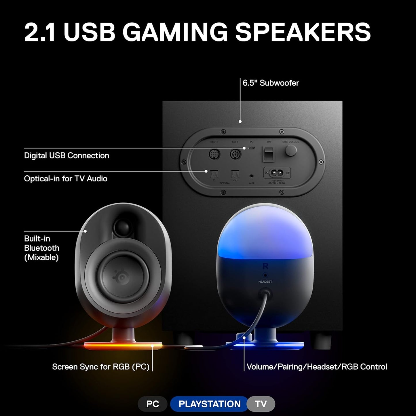 SteelSeries 61541 Arena 7 RGB Gaming Speakers