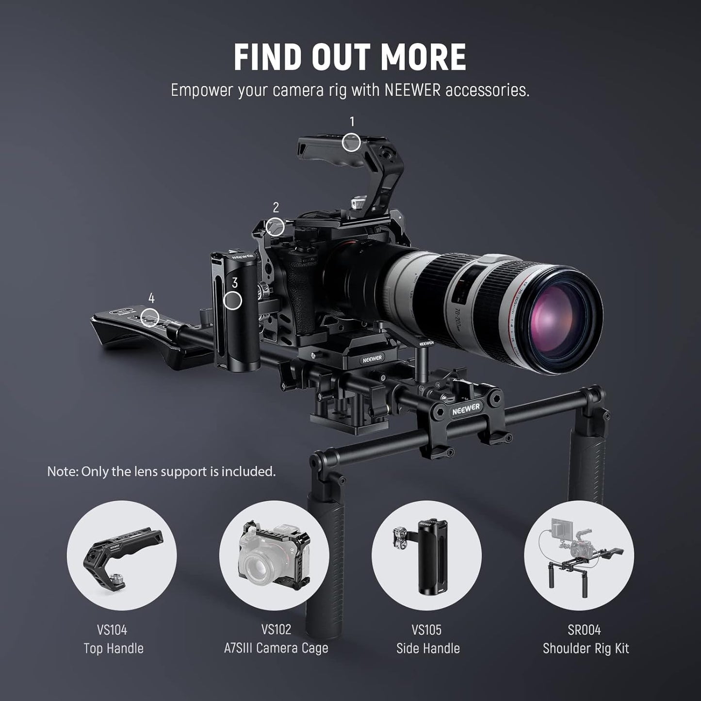 Neewer 10102034 Camera Lens Support 15mm Rod Rail