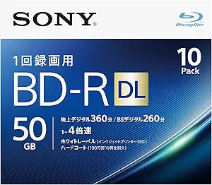 Sony 10BNR2VJPS4 4X BD-R DL 50GB Printable Disc - 10 Pack
