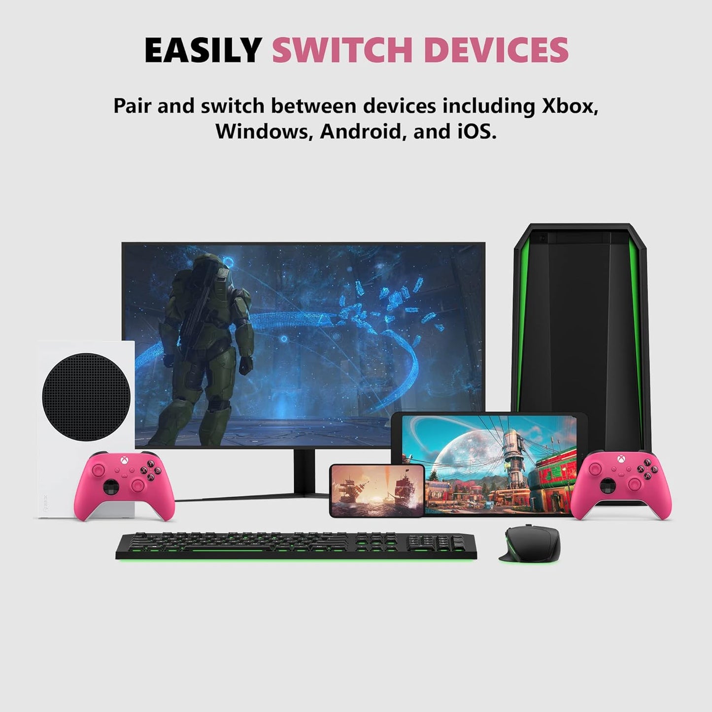 Microsoft QAU-00082 Xbox Core Wireless Controller, Deep Pink