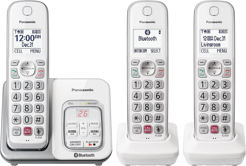 Panasonic KX-TGD863W Cordless Phone Answering Machine 3-Handset — main product image