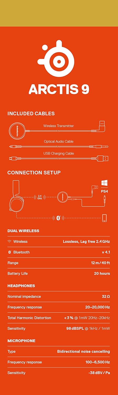 SteelSeries 61484 Arctis 9 Wireless Gaming Headset