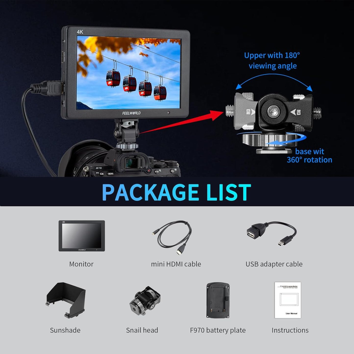 FEELWORLD T7 7" DSLR Camera Field Monitor 4K HDMI