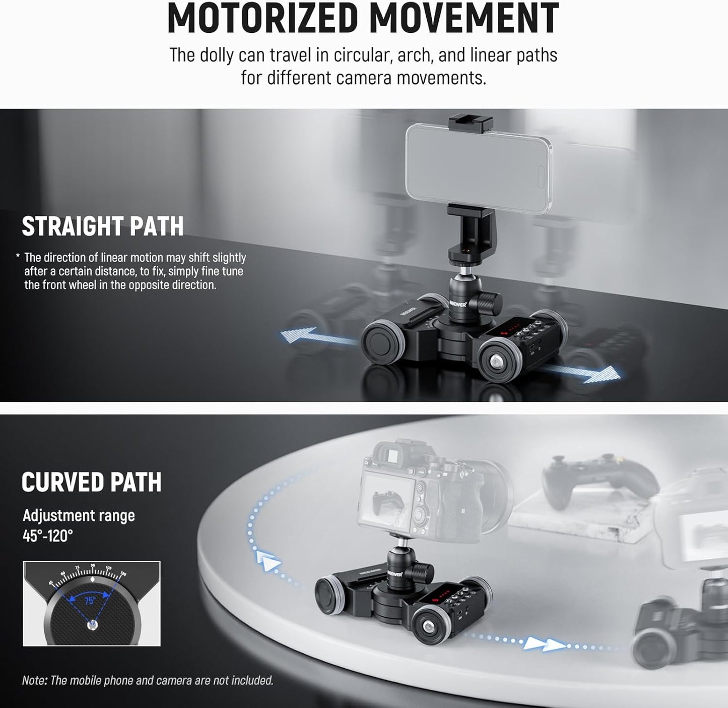 Neewer 10102645 Motorized Camera Dolly with App Control
