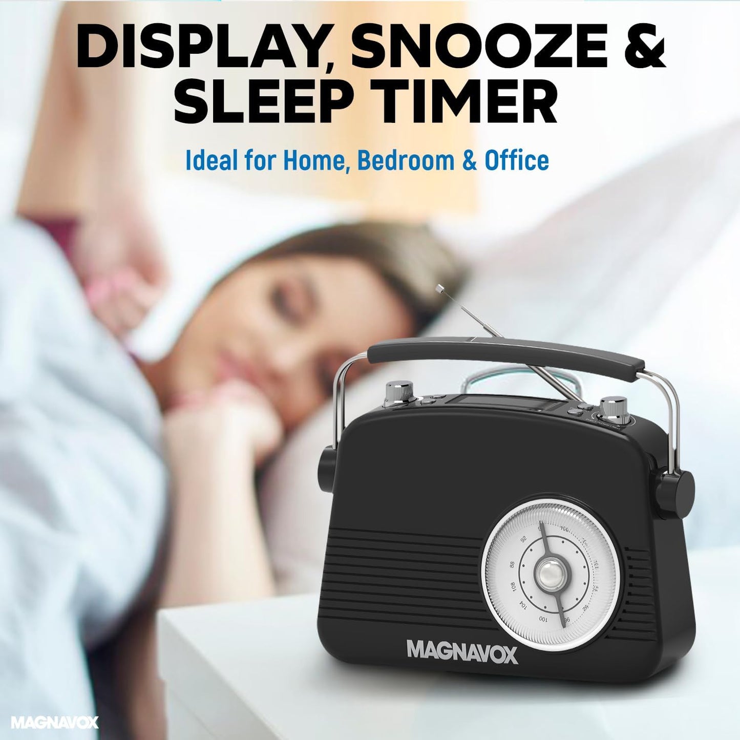 Magnavox Retro Dual - Bluetooth Alarm Clock Radio - Black