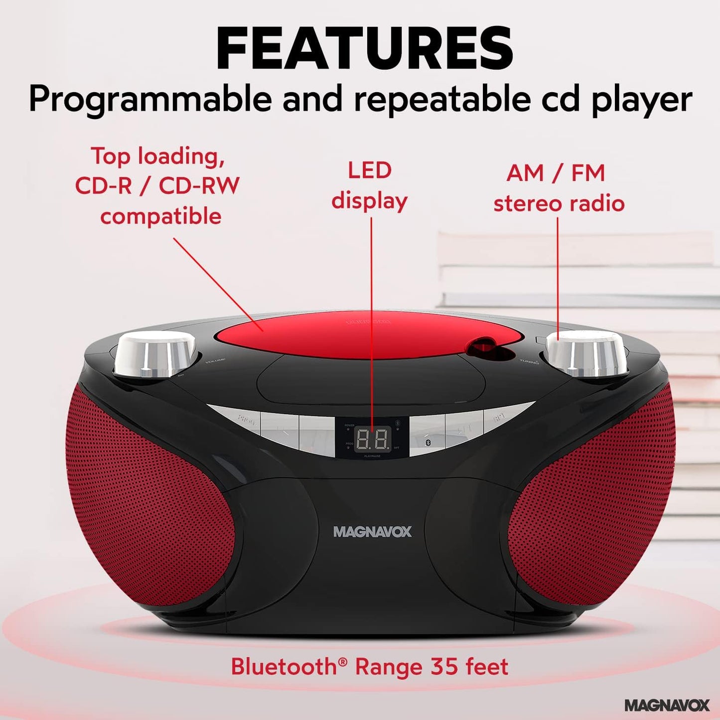 Magnavox MD6949 Portable CD Boombox with Bluetooth