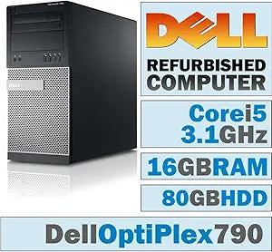 Dell OptiPlex 790-5739da81 MT Core i5 Desktop, 16GB RAM, 80GB HDD