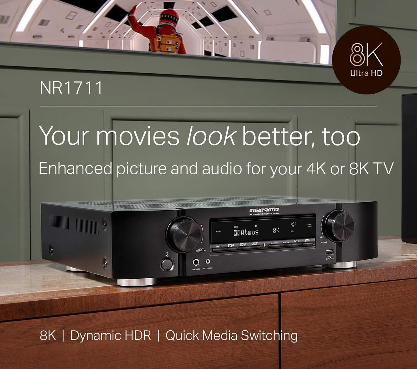 Marantz NR1711 Slim 7.2 Channel 8K AV Receiver - Renewed