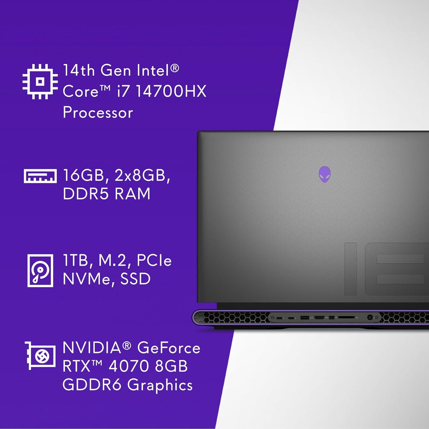 Alienware AWM18R-7586BLK-PUS M18 i7 RTX 4070 Gaming Laptop