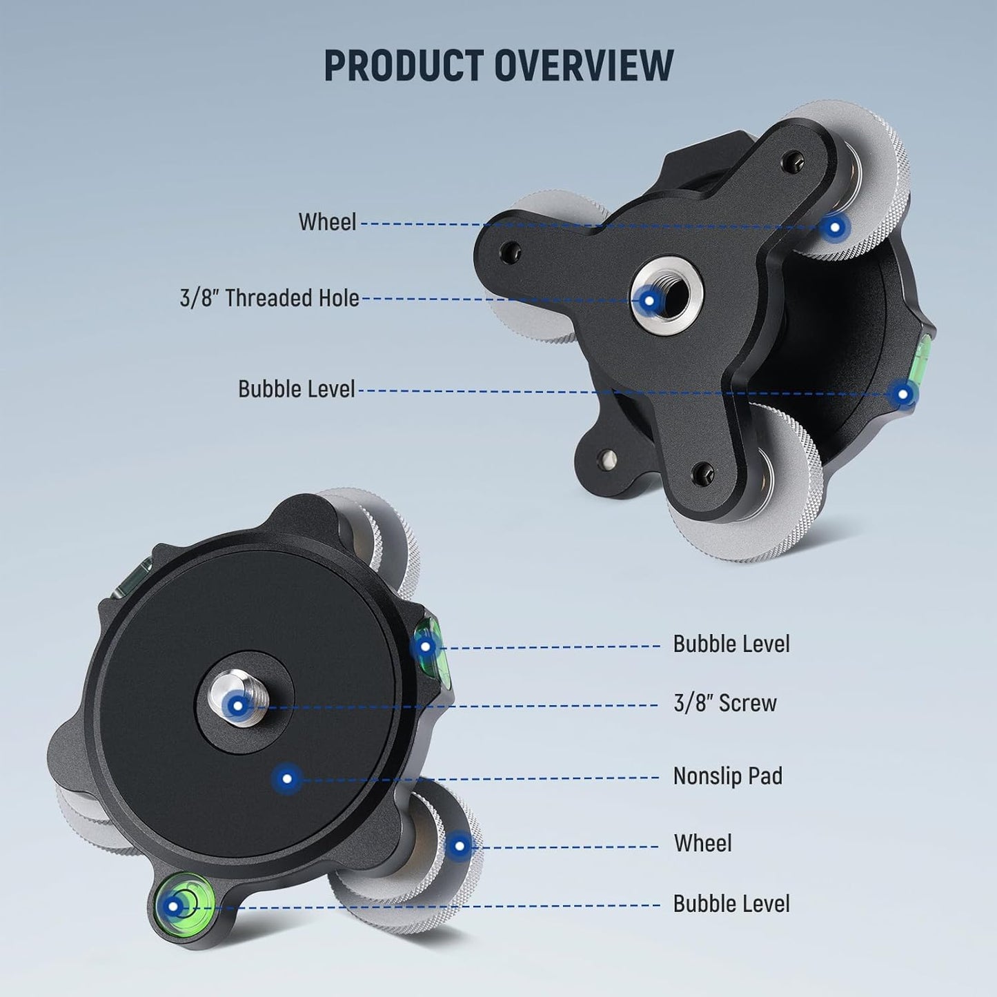 Neewer LP65 Tripod Head Leveling Base with Bubble Level