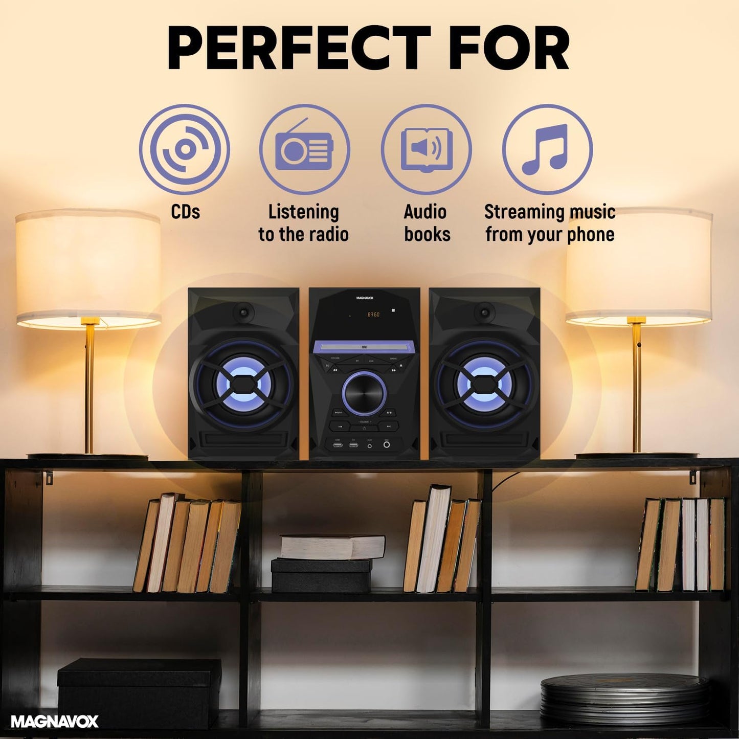 Magnavox MM441-EC 3-Piece CD Shelf System Bluetooth