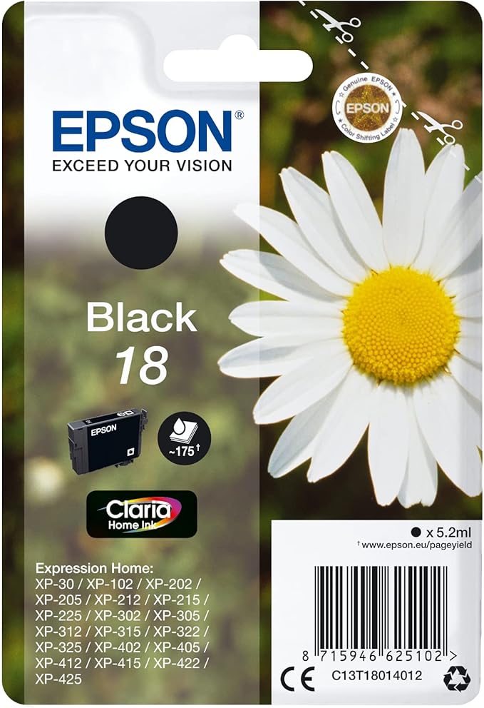 Epson C13T18014012 Black Ink Cartridge — main product image