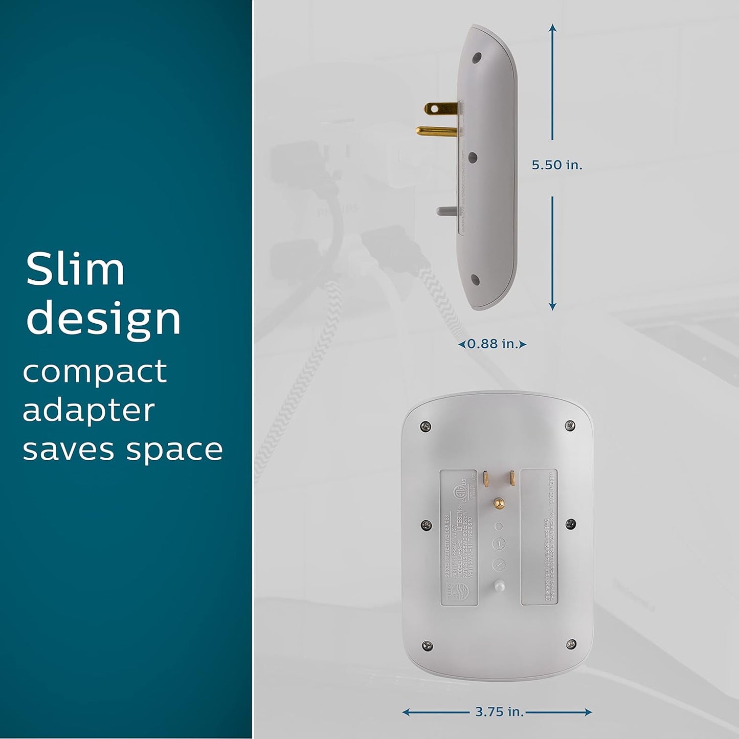 Philips 6-Outlet Surge Protector Wall Tap 2-Pack