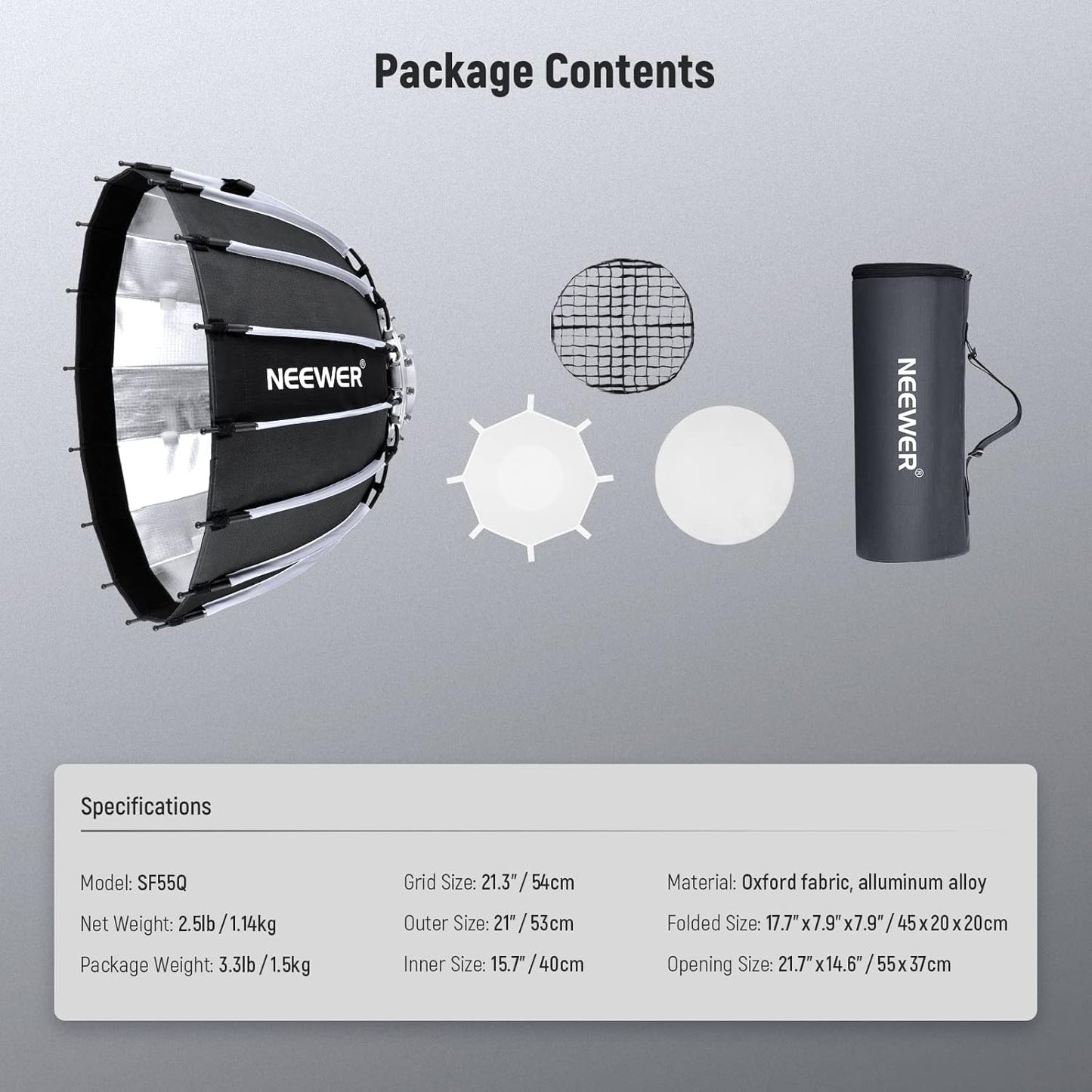 Neewer 10101378 22" Parabolic Softbox Bowens Mount
