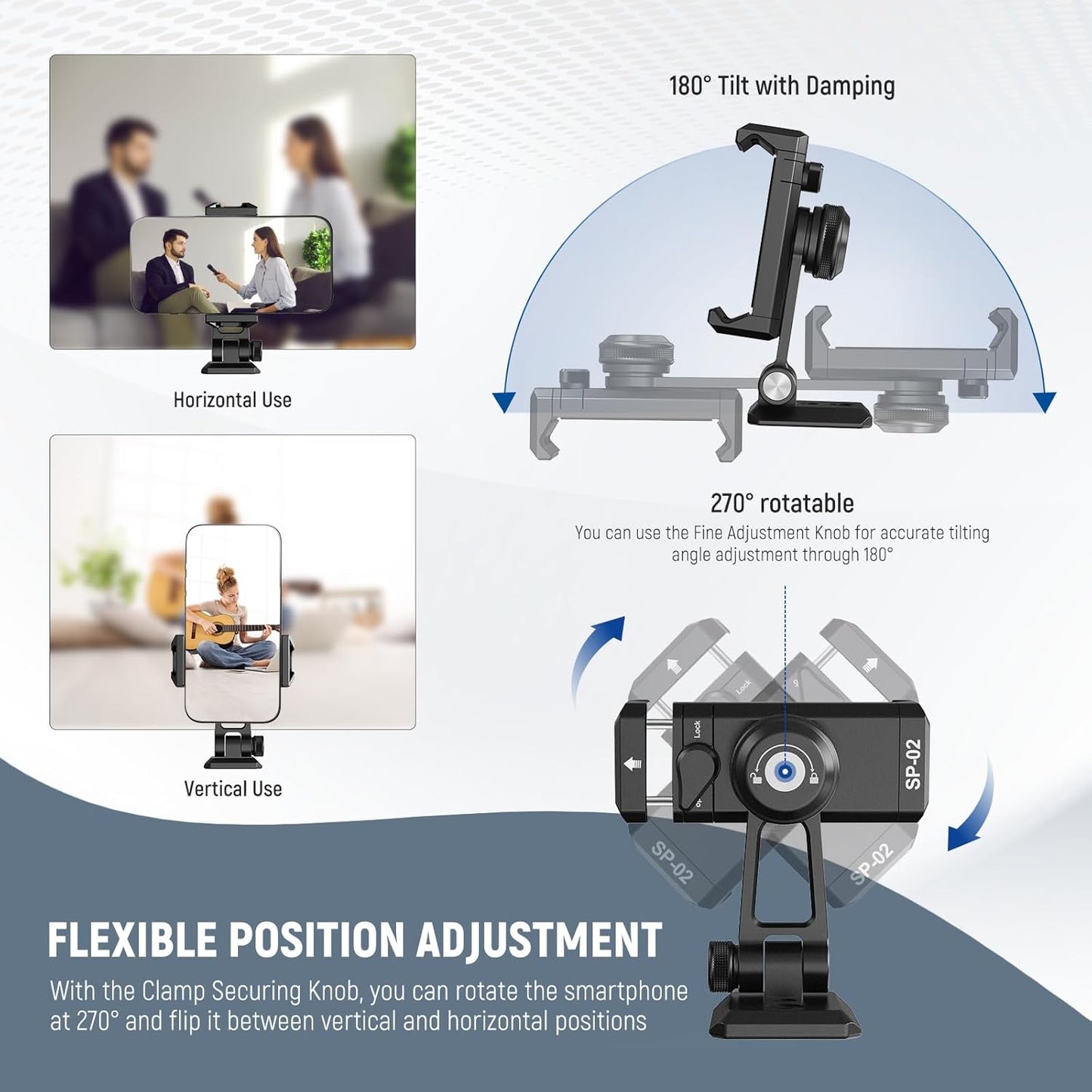 Neewer SP-02 Phone Tripod Mount: 360° Swivel, Arca Base