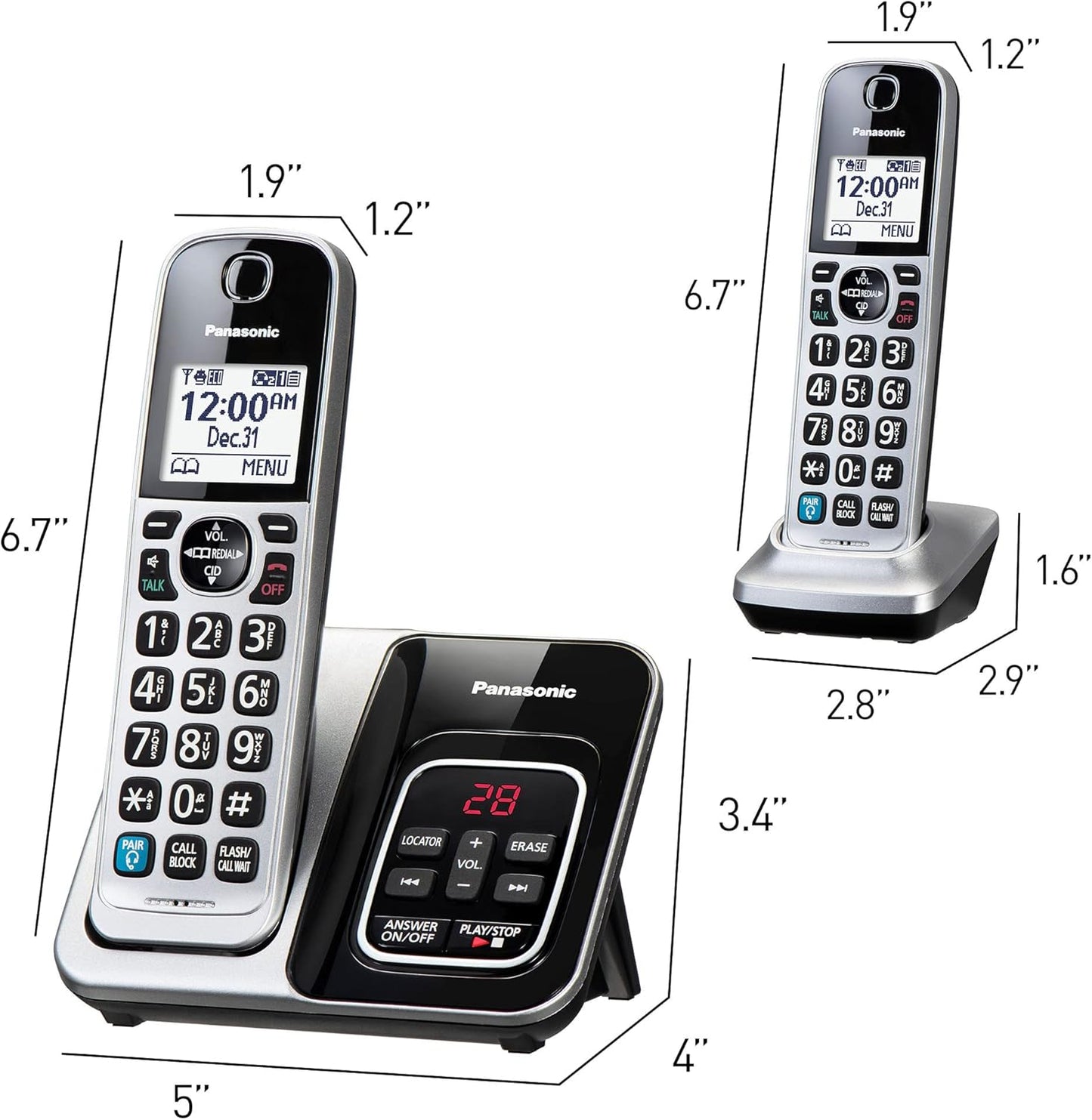 Panasonic KX-TGD892S Cordless Phone Bluetooth, Talking Caller ID
