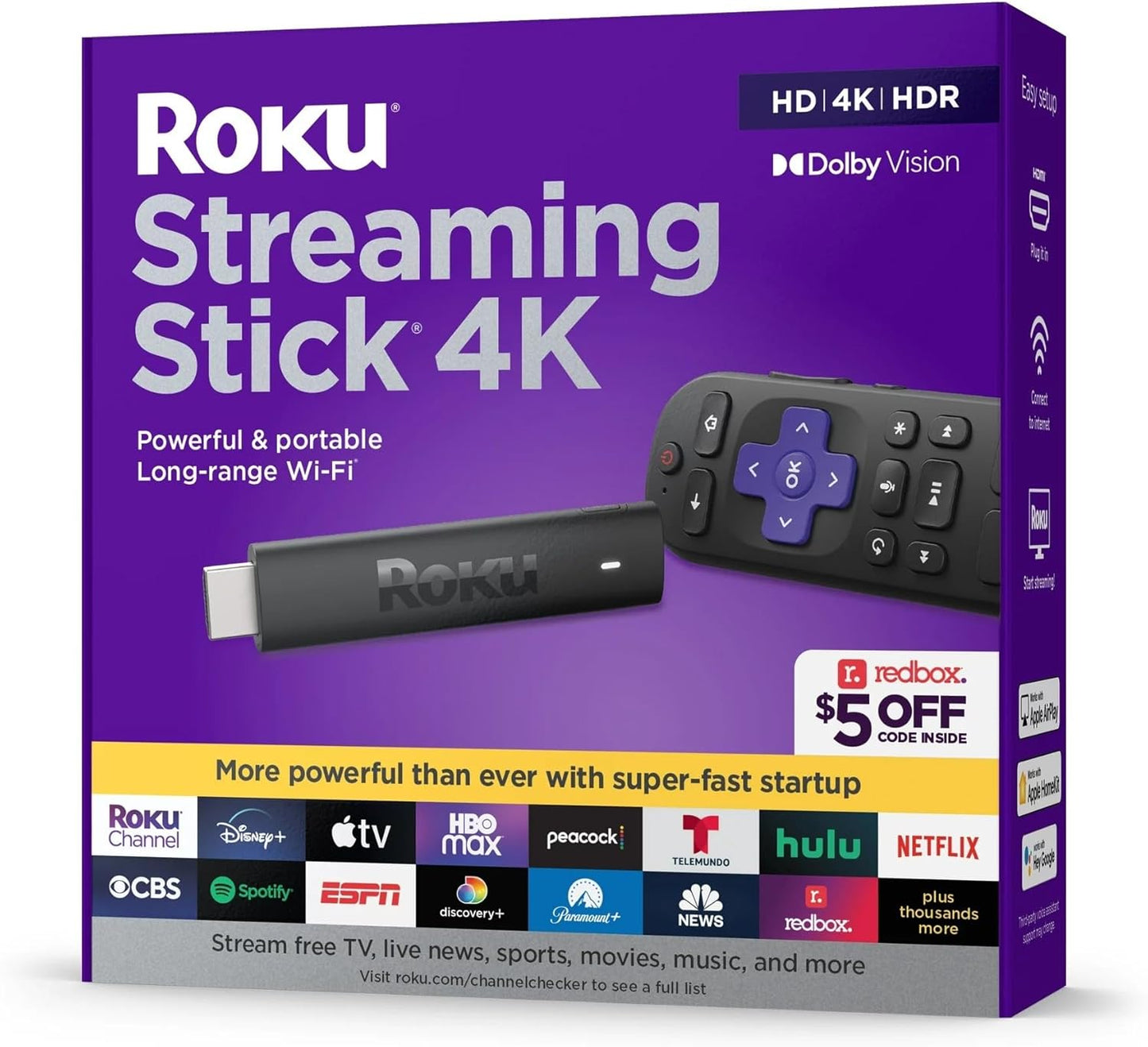 Roku Streaming Stick 4K HDR Dolby Vision Player