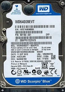 Western Digital WD6400BEVT-60A0RT0 640GB Hard Drive — main product image