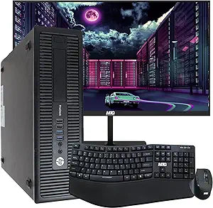 HP 800G1 Elite Desktop PC i5, 24" Monitor (Renewed)