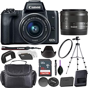 Canon EOS M50 Mirrorless Camera Kit Renewed + Accessories