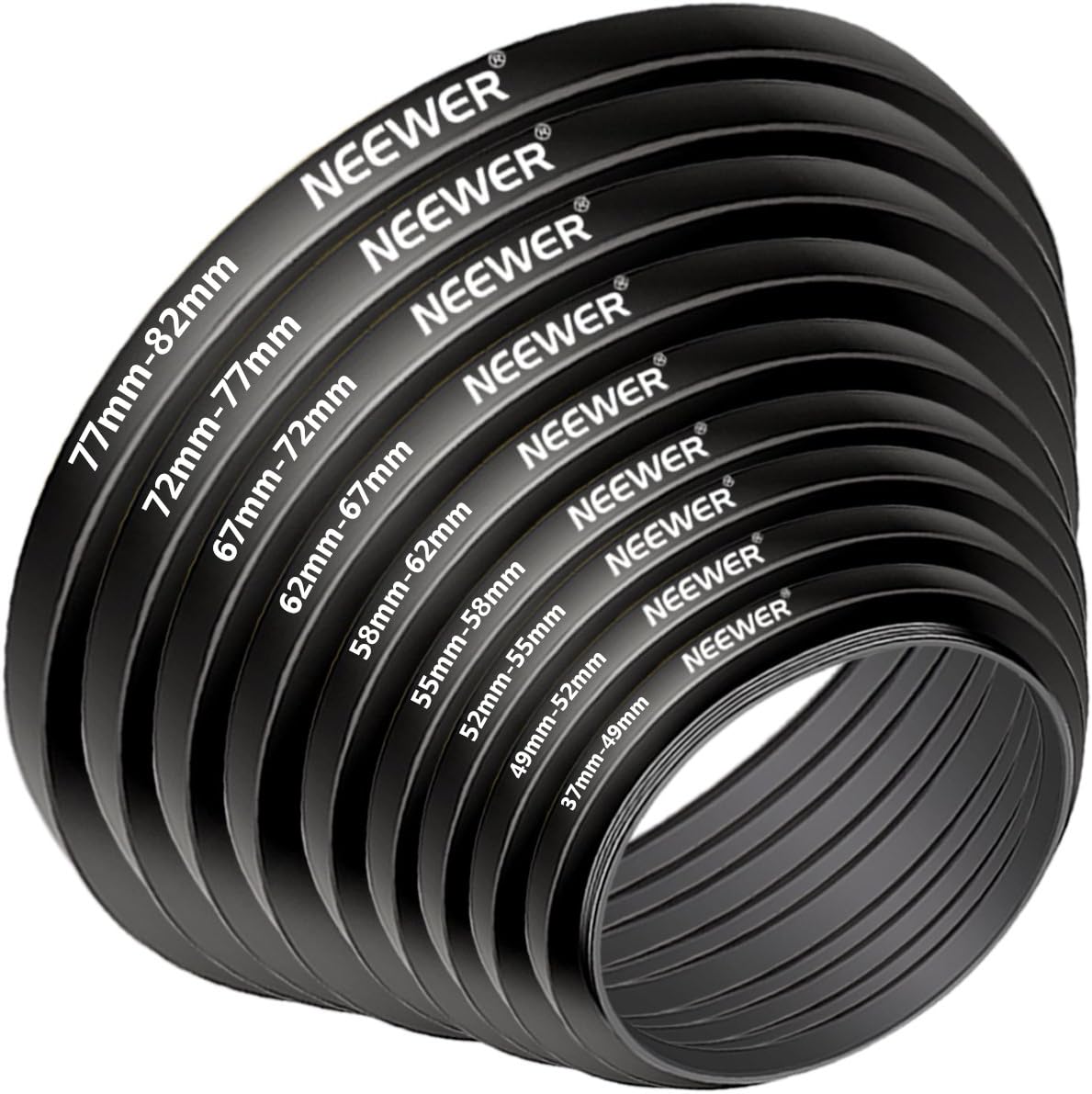 Neewer 10092240 18-Piece Metal Lens Filter Adapter Ring Kit