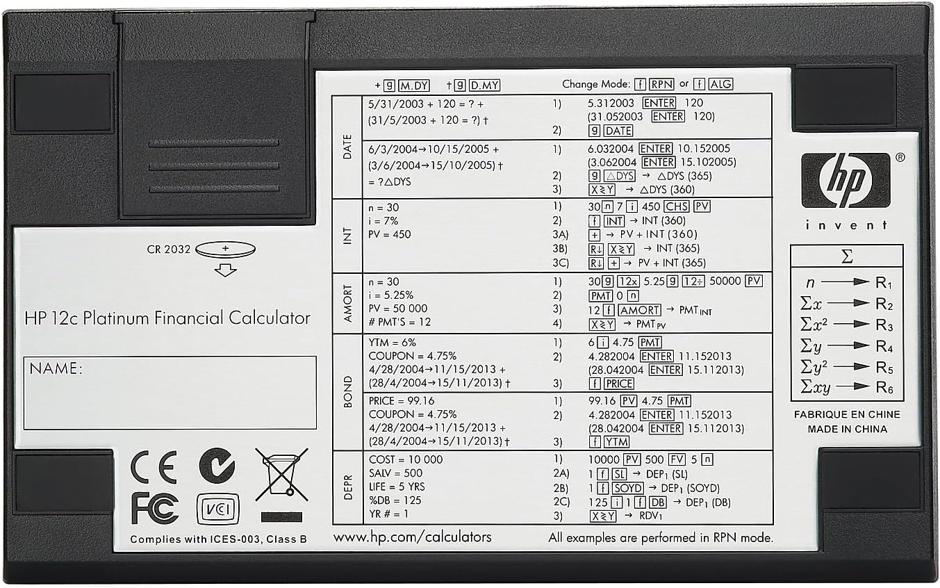 HP F2231AA 12c Platinum Financial Calculator 10-Digit LCD
