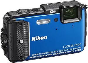 Nikon COOLPIX AW130 Waterproof Digital Camera Wi-Fi Blue Renewed