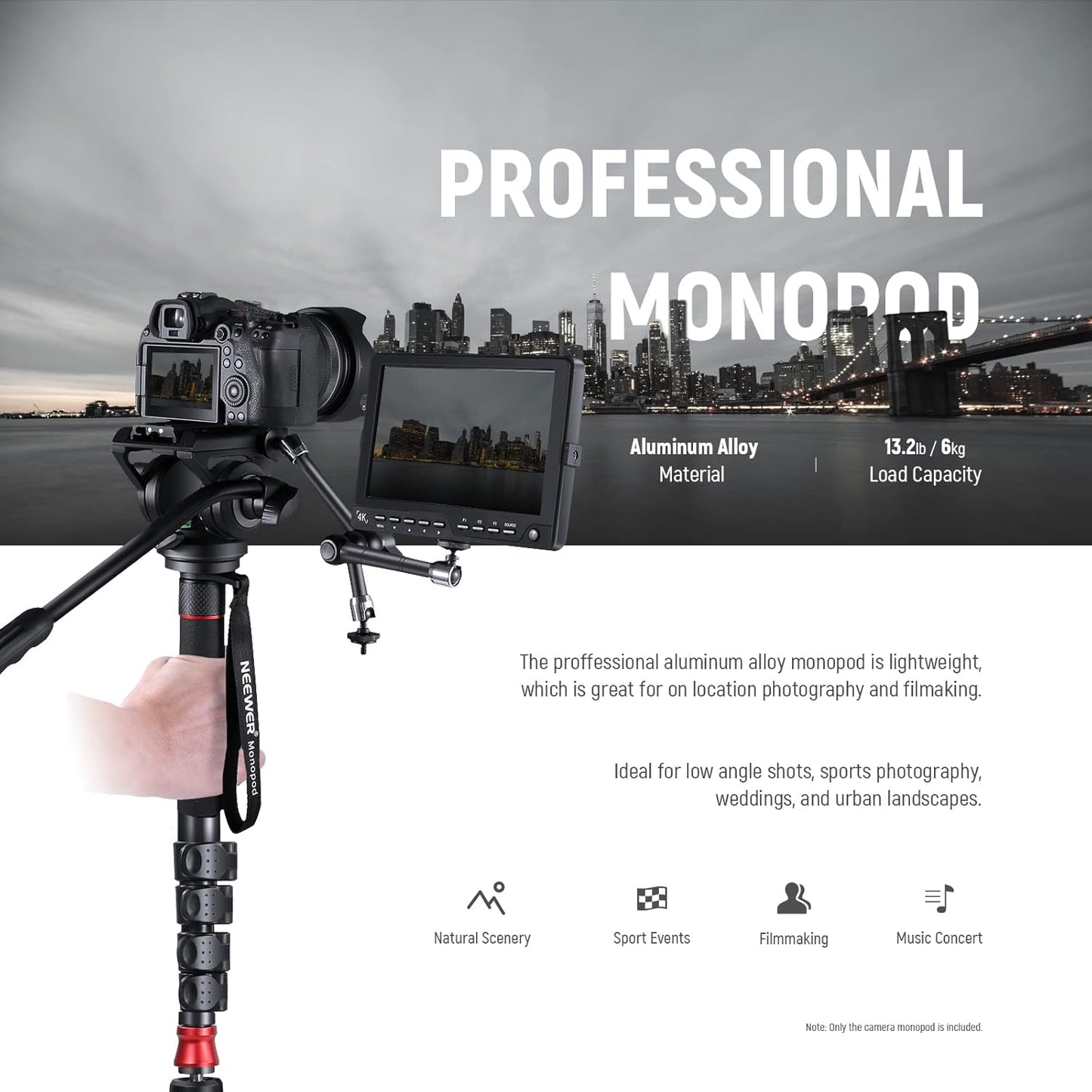 Neewer Professional Camera Monopod with Fluid Head
