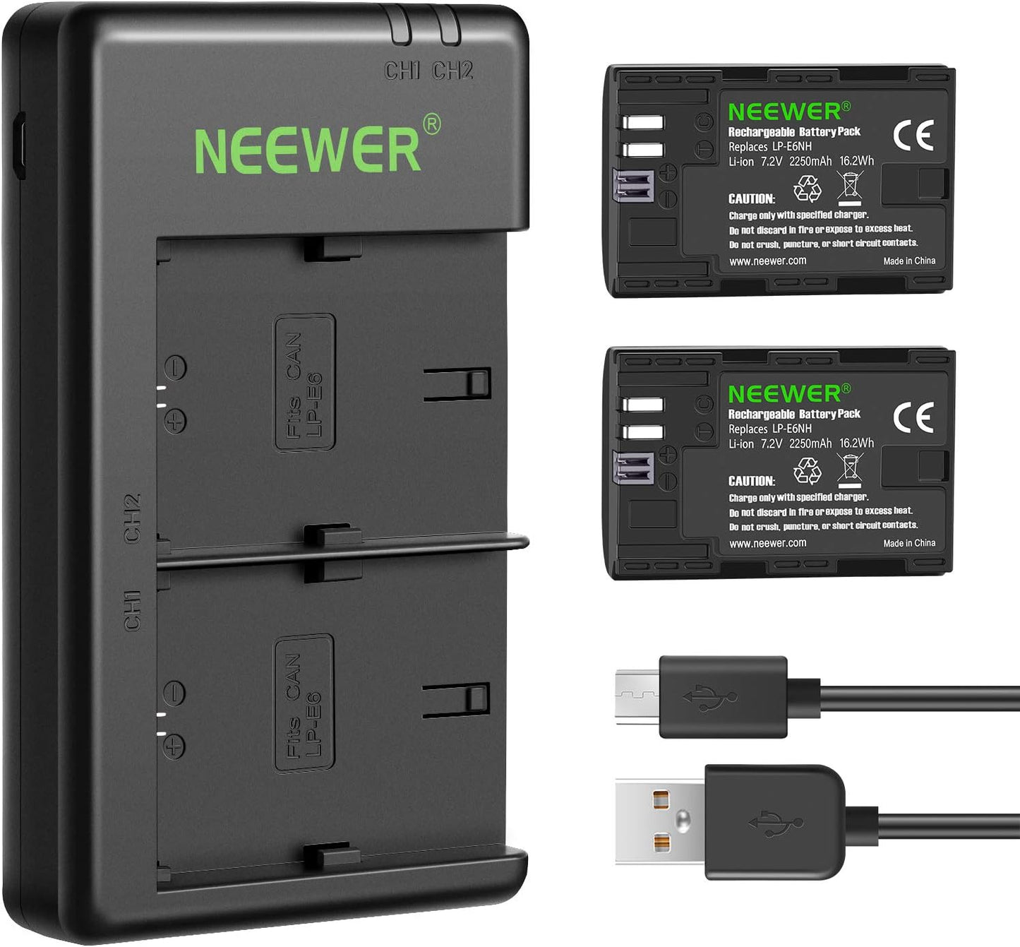 Neewer 10098226 LP-E6NH Battery Charger 2-Pack for Canon EOS