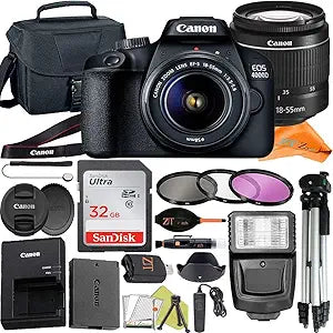 Canon 4000D Rebel T100 DSLR Camera Bundle