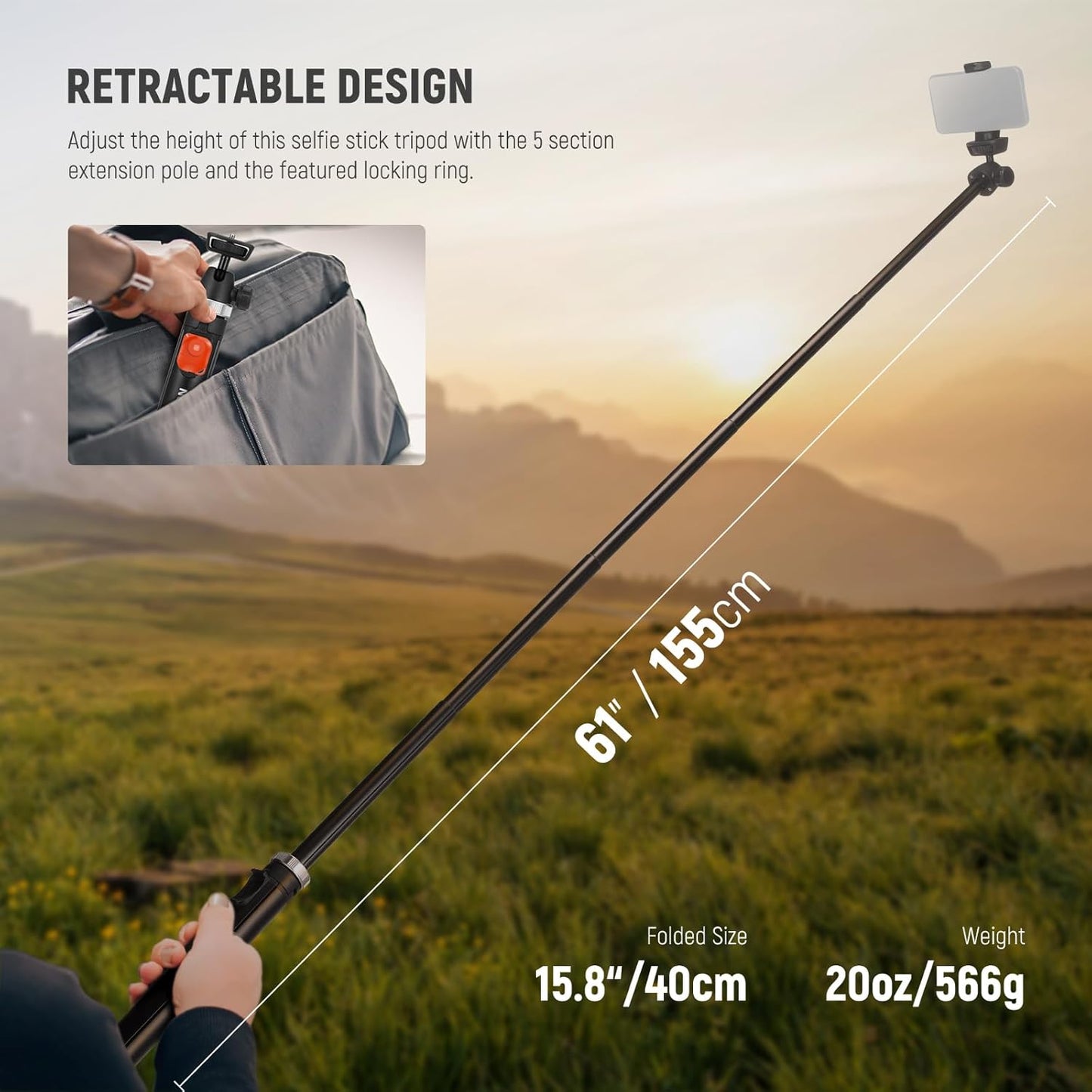 Neewer 10104103 62.9" Phone/Camera Tripod with Remote