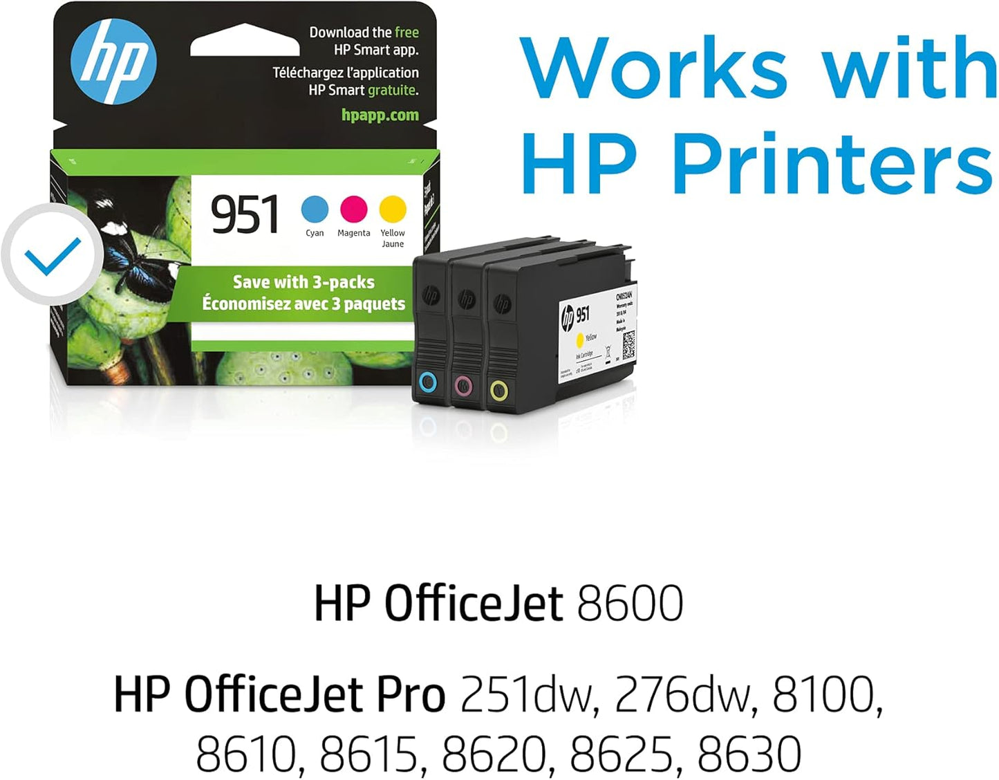 HP CN051AN 951 CMY Ink Cartridge 3-Pack