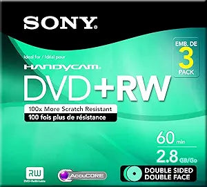 Sony 3DPW60DSR2H 8cm DVD+RW Disc 3-Pack — main product image