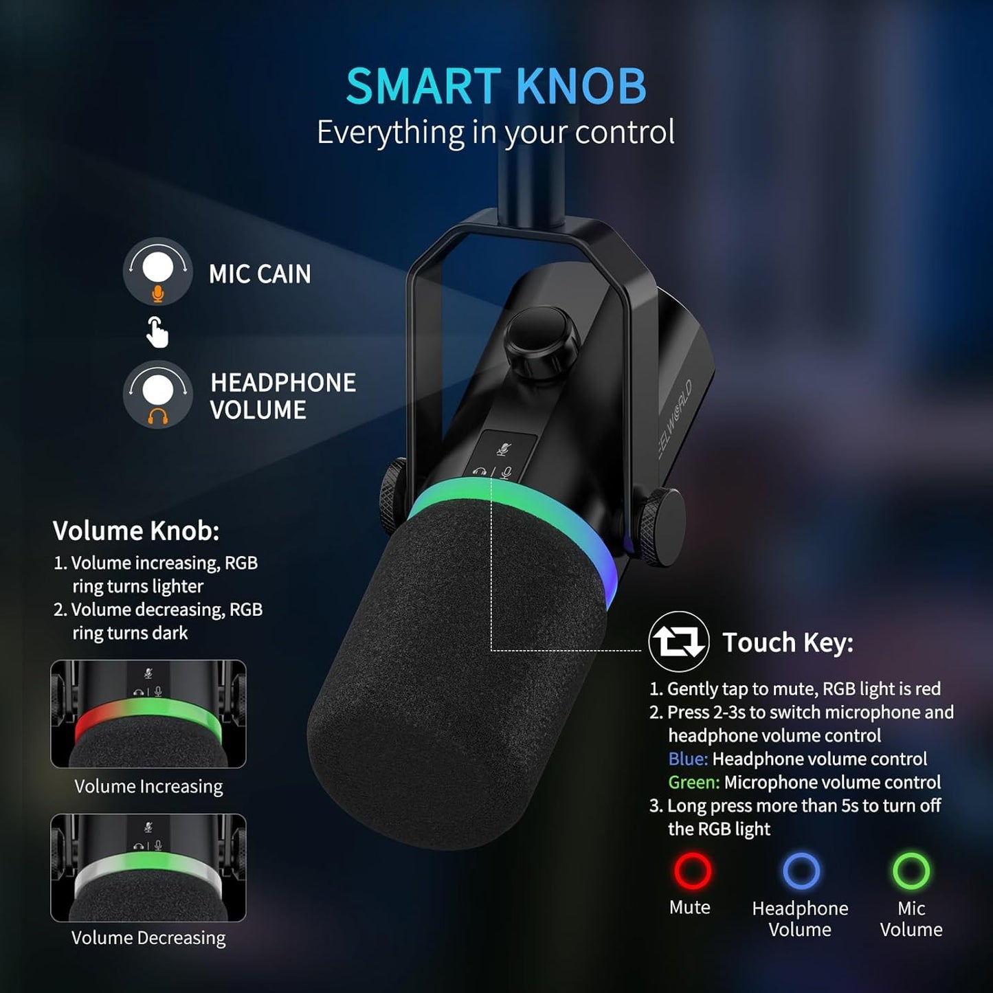 FEELWORLD PM1 USB XLR Dynamic Studio Microphone